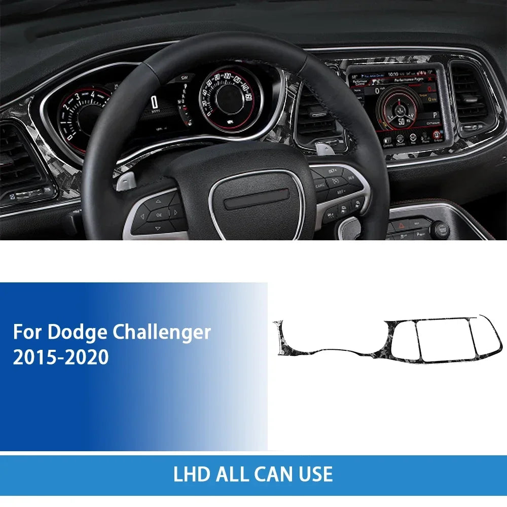 For Dodge Challenger 2015-2020 Accessories Carbon Fiber Car Interior Speedometer Surround Panel Trim Sticker