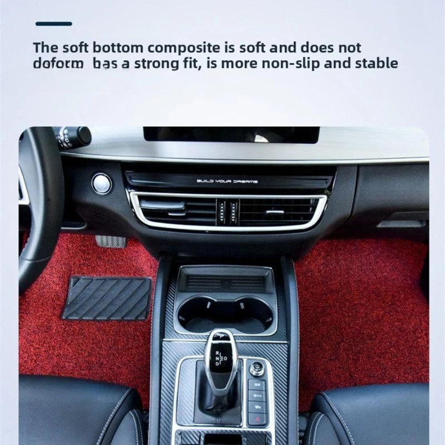 Waterproof Car Floor Mats - Self-Cut Universal Driver & Passenger Side | Wire Loop Non-Slip Foot Pedal Liners