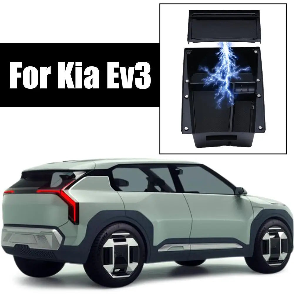 For Kia EV3 Armrest Under Storage Box Organizer Holder Tray Car Central Card Coin Stowing Tidying Car interior Accessories