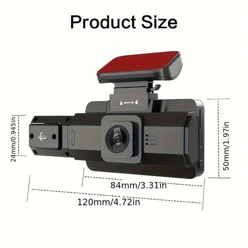 3 Inch 1080P Dual Lens Dash Cam For Cars, Front And Inside Full HD 1080P Car Camera With Loop Recording Night Vision Wide Angle