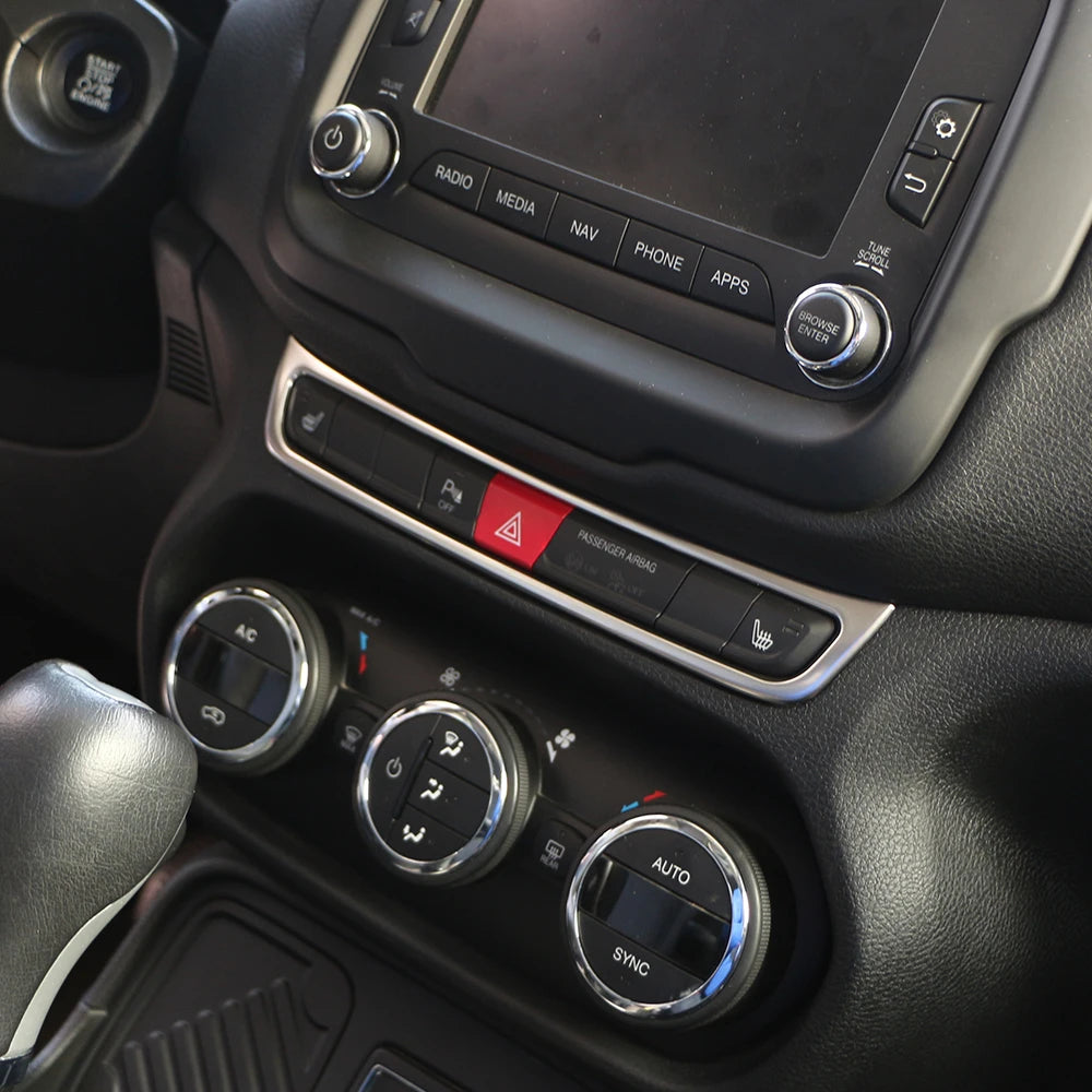 For Jeep Renegade BU 2015 2016 2017 Interior Accessories Center Console Sticker Warning Light Frame Decoration Trim Cover