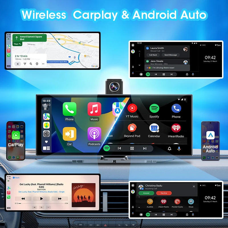11.26 inch ADAS Car DVR 4K Camera Rotatable Front Camera Bluetooth Wireless Carplay Android Auto Dashcam Video Recorder FM AUX