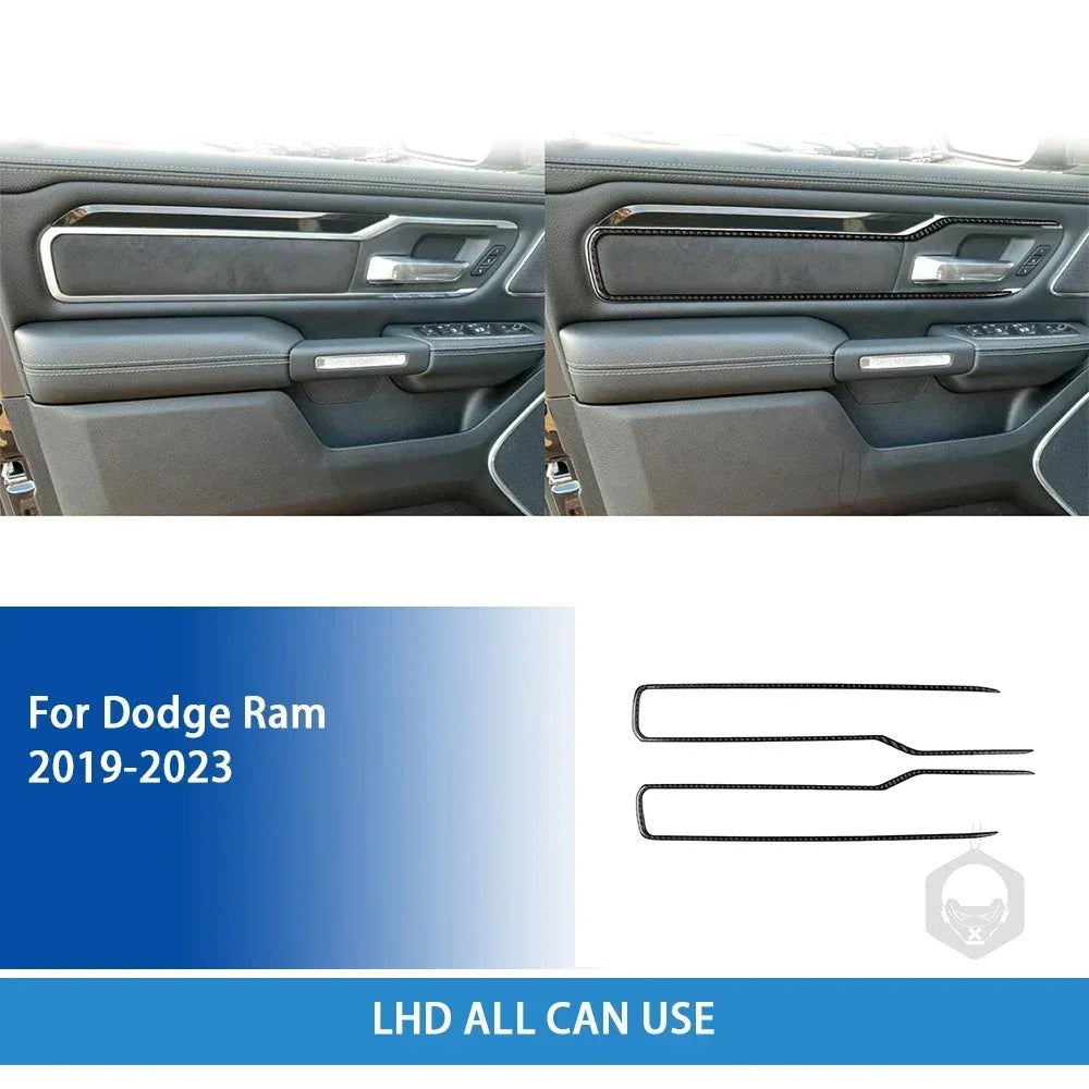 For Dodge Ram 2019 2020 2021 2022 2023 Accessories Carbon Fiber Car Interior Grar Handle Air Outlet Trim Sticker Decoration