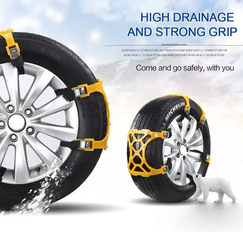 NEW 3pcs Car Snow Tire Chains Mud Tyre Wheels Thick Anti-Skid Belt For Car/SUV/Truck Portable Easy to Mount Emergency Traction