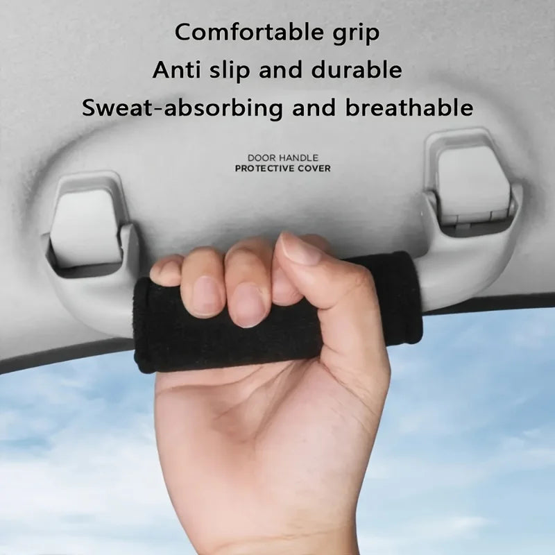 4-piece car interior accessory set: roof grab handle trim and protective cover, car interior ceiling handle protective cover.