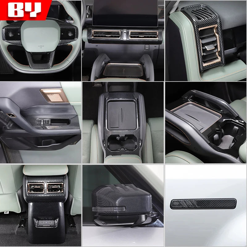 For Chery JAECOO J6 Icar 03 2024 2025 interior Accessories door handle gearshift panel steering wheel cover Carbon Fiber