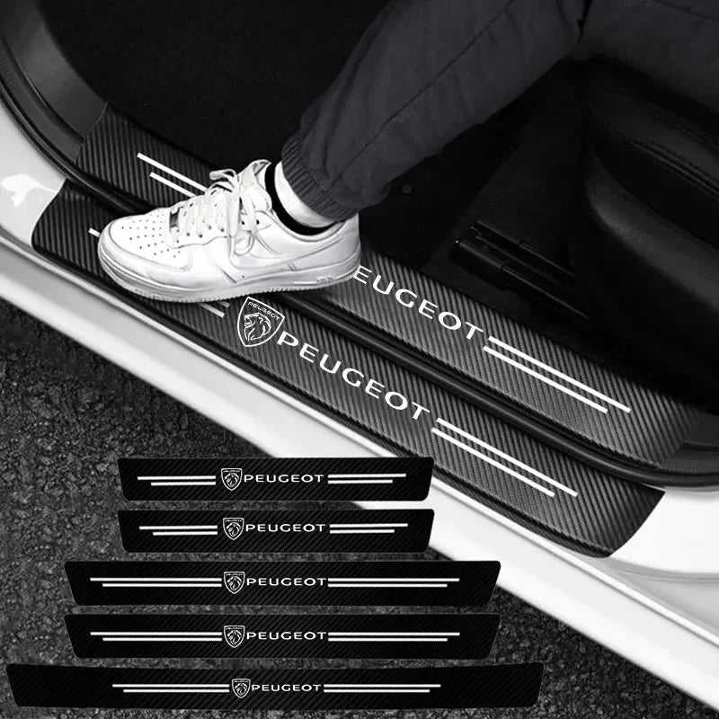 Car Accessories Car Door Sill Protector Welcome Pedal Decoration Leather Stickers For New Peugeot 206 208 207 3008 308 2008 107