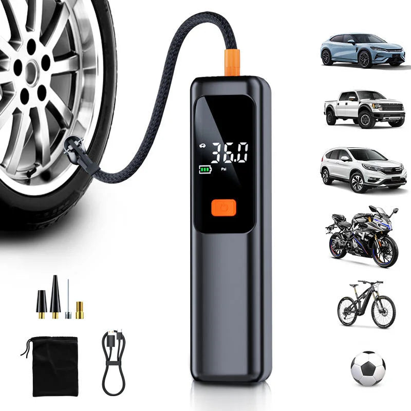 Wireless Portable 150PSI Tire Inflator Electric Air Pump Rechargeable Digital Pressure Gauge Auto Shutoff LED Light for Car Bike