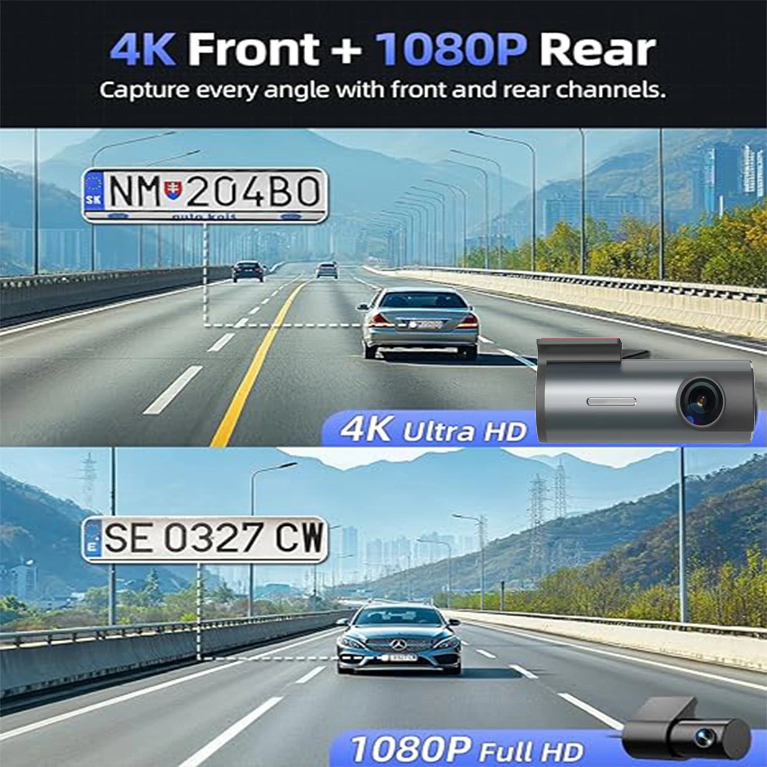 Dash Cam 4K 2 Inch Mini Car Dvr Dual Lens With GPS WIFI 24h Parking 1080P Rear View Camera Night Vision Black Box