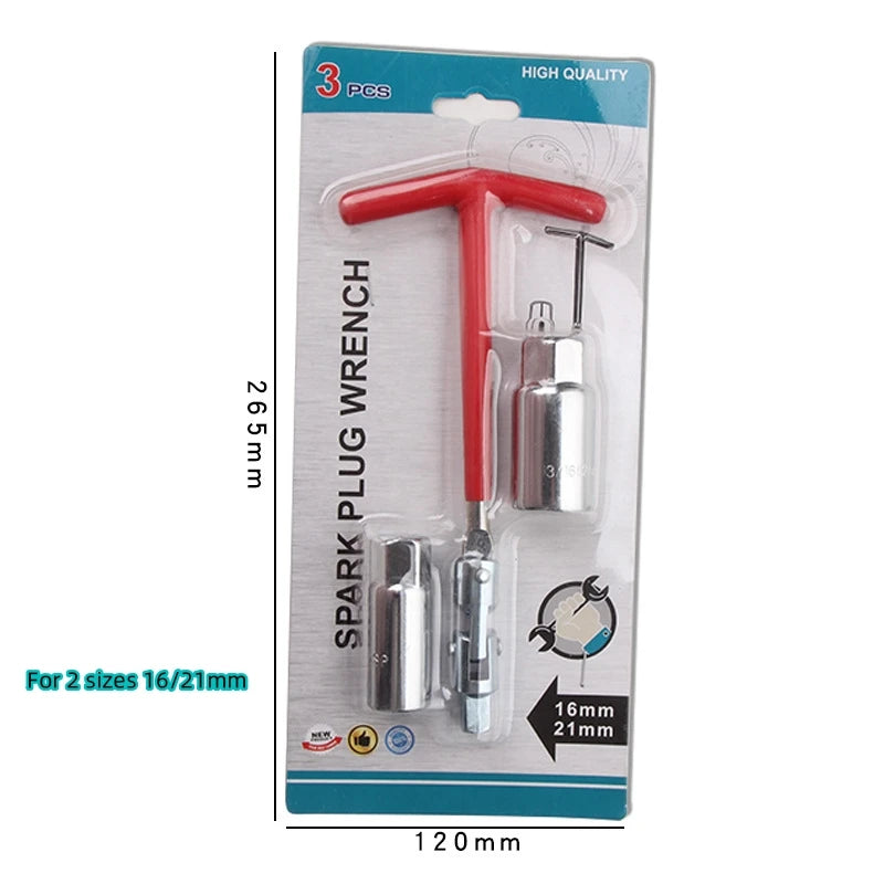 Manguito de bujía tipo T 14 16 21 Herramienta para extracción de bujías de motocicletas y automóviles Juego de herramientas de reparación de automóviles