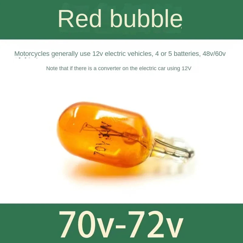 35pcs Electric Vehicle 12V, 55V-48-60v -3W, 70V-72v Steering Instrument Bulb Lamp / Plug Bubble Red, Transparent