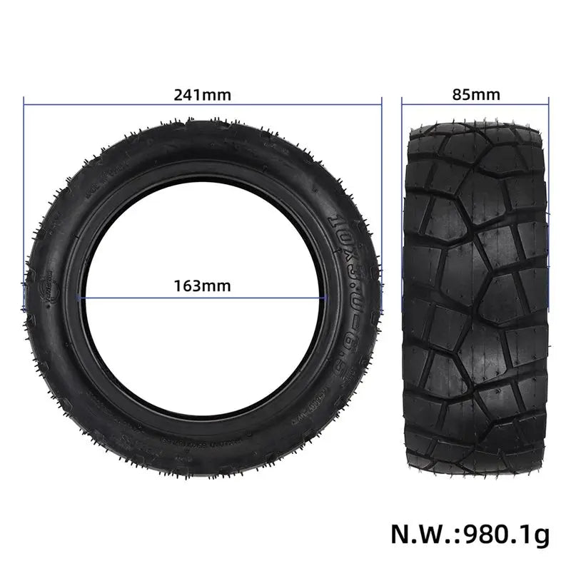 ABHT-Vacuum Tyre 10X3.0-6.5 Tubeless Off-Road Tire Electric Scooter Kickscooter 10 Inch Replacement Wheel Set