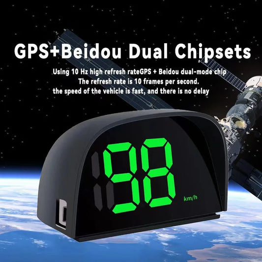 Smart Car HUD Display with Real-Time Speed/Time/Digital Compass - HD Plug-and-Play Head-Up Display