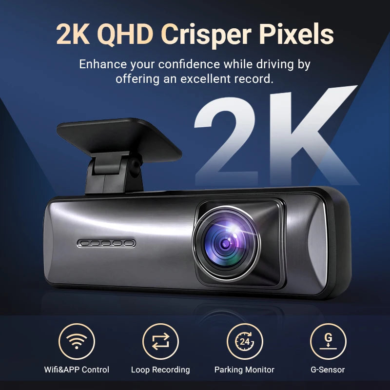Dual Dash Cam Front and Rear,5G WiFi,2K 1440P/FHD Dash Camera for Cars,24H Parking Mode，Night Vision，G-Sensor，WDR，APP Control
