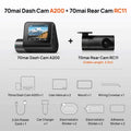 Global 70mai Dash Cam A200 Dual-channel Record 1080P HDR 2'' IPS Screen 24H Parking Monitor Car DVR 70mai A200 WIFI APP 130° FOV