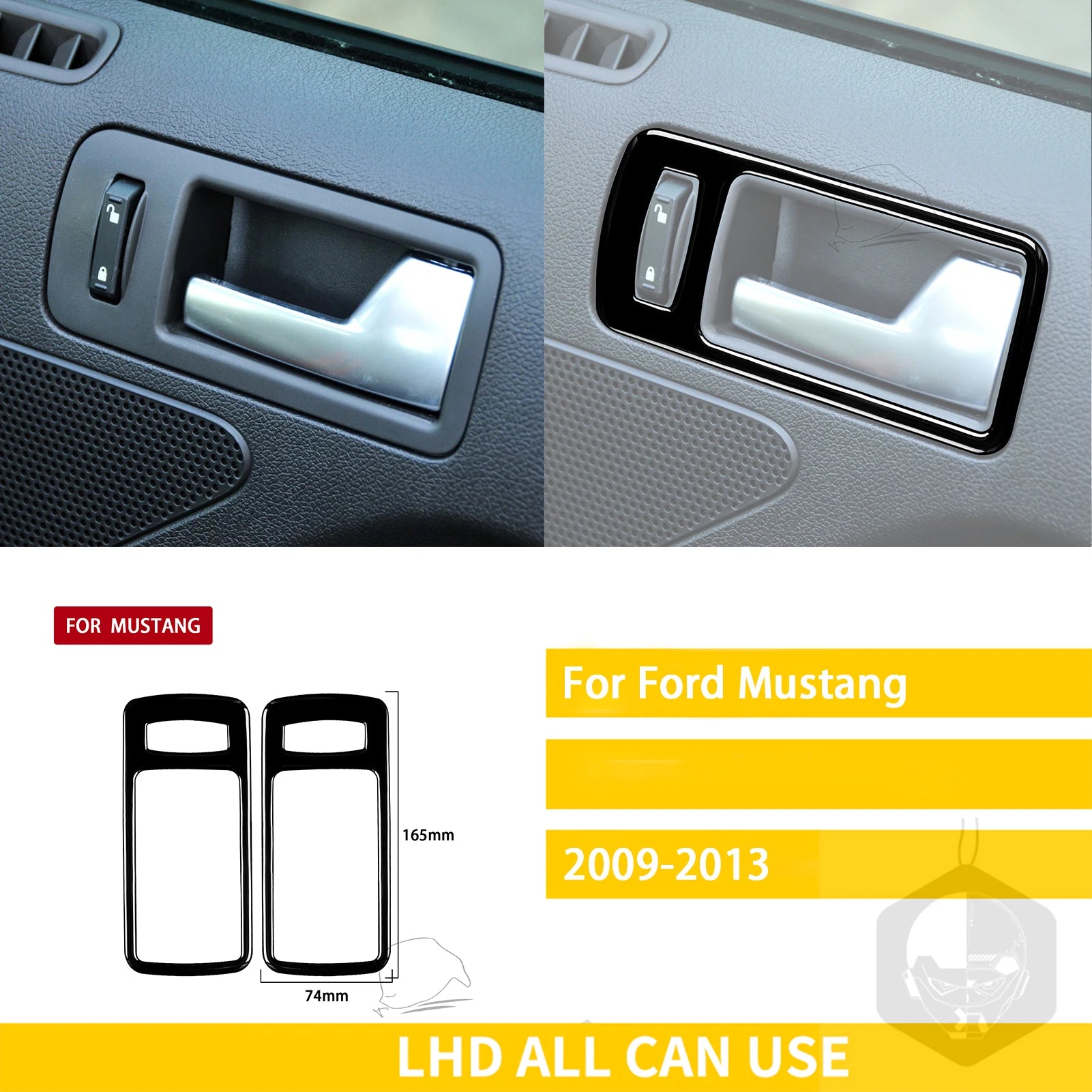 For Ford Mustang 2009-2013 Accessories Car Plastic Black Interior Door Panel Gear Cupholder Air outlet Trim Sticker Decoration