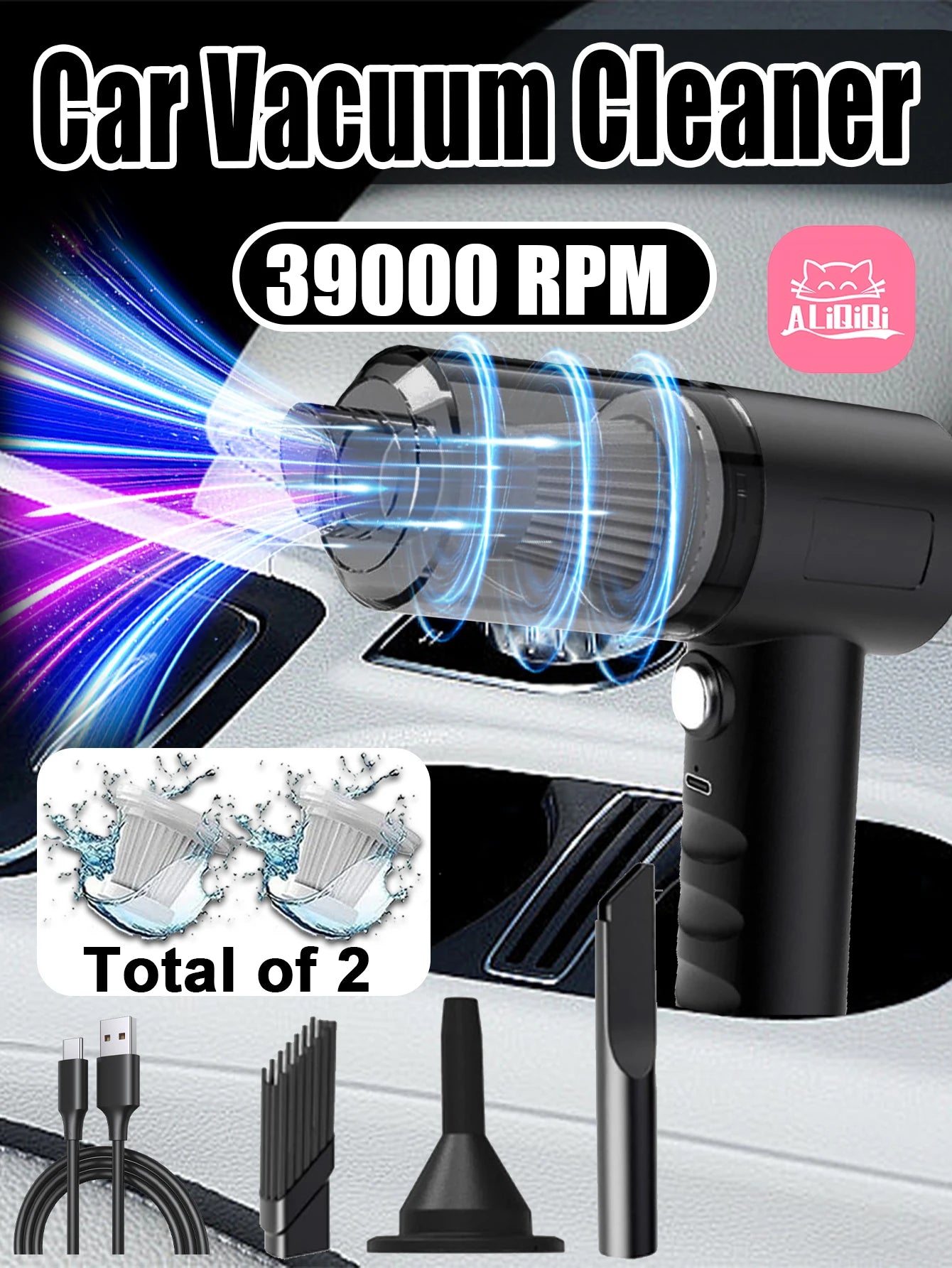 2 IN 1 Car Vacuum,  Portable Mini Cordless Cleaner, Handheld Vacuum For Home, Car, Office Desk, Powerful Suction