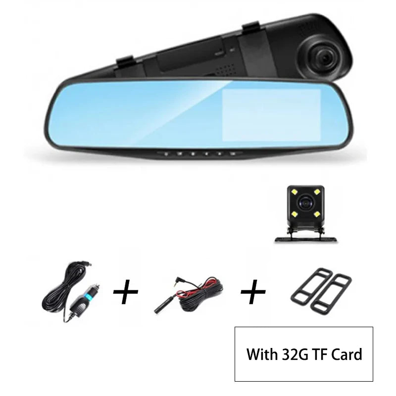 HD 1080P Dual Lens Car DVR Mirror Dash Cam Night Vision Front And Rear 170 Angle Reversing Camera Digital Video Recorder Backup