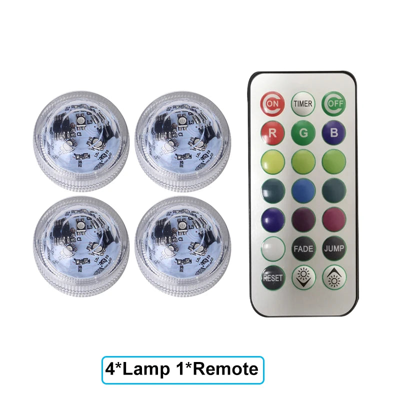 LED Car Interior Ambient Night Light Decoration Wireless Adhesive Bicycle Tail Light Auto Roof Vase Pool  Atmosphere Lamp