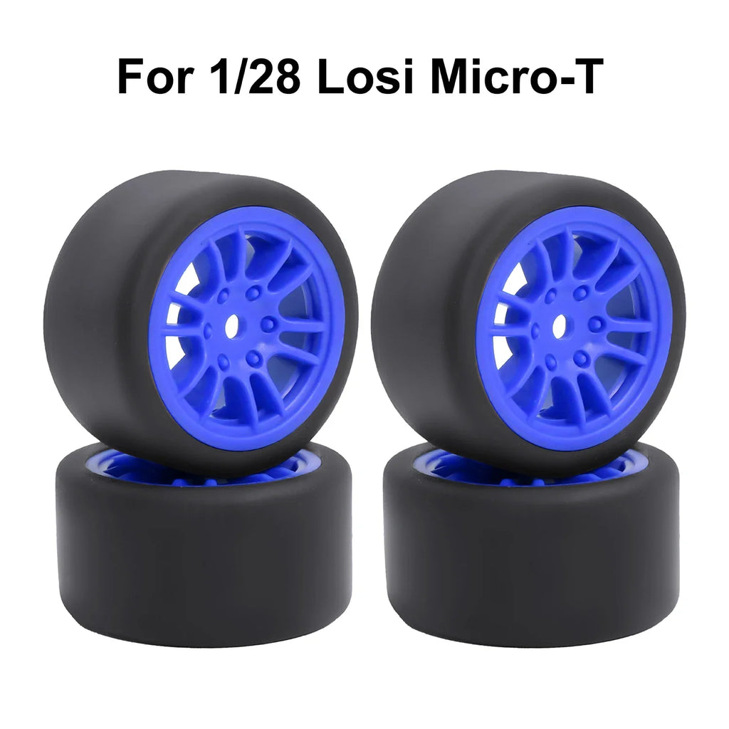 For 1/24 LOSI Micro-B On-Road Drift Racing Wheel Rims Hub with Tires Pre-mounted Pin For 1/28 Losi Micro-T WLtoys 244016