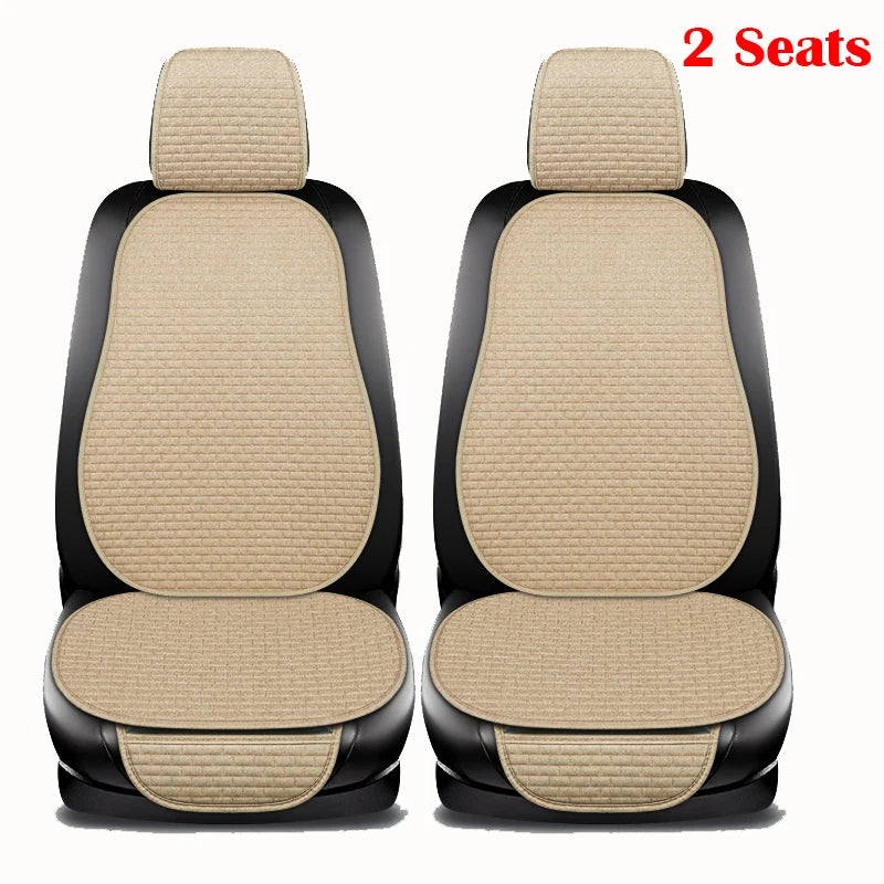 Car Seat Cover Accesorries Flax Summer Protect Cushion Protector Front Rear Full Set Vehicle Supplies Auto Interior Universal