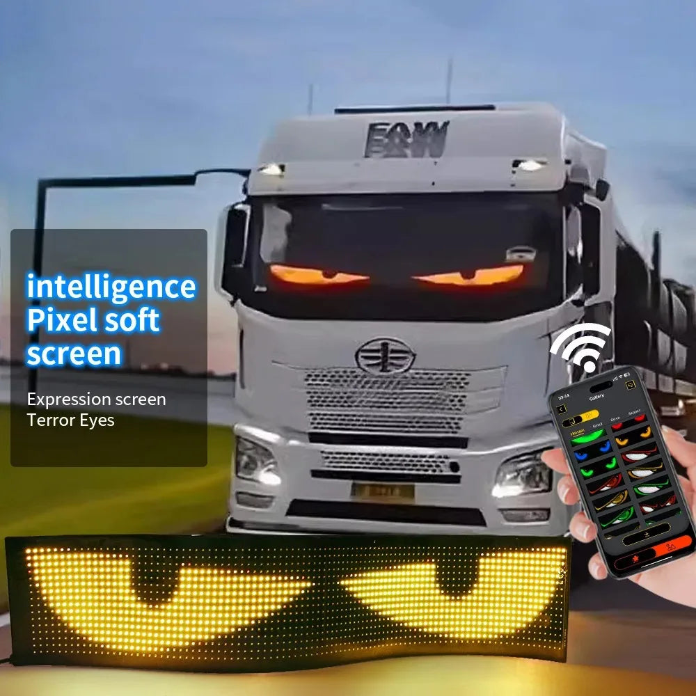 Multifunctional Bright Devil Eyes LED Light for Car Windshield Flexible Programmable Scrolling LED Display Bluetooth APP Control