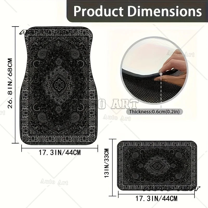 4pcs Moroccan Universal Vintage Car Floor Mats Front And Rear Seat Protection for All Vehicles Four Seasons Universal Car Carpet
