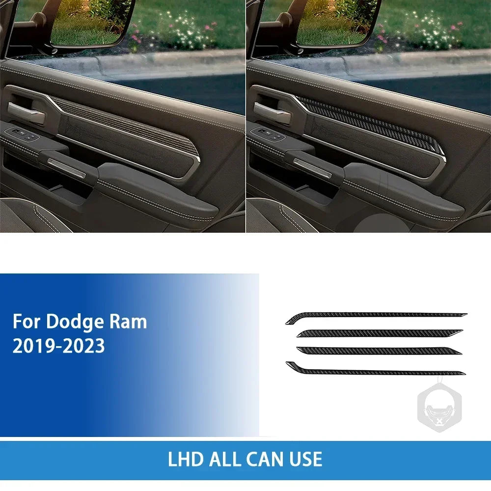 For Dodge Ram 2019 2020 2021 2022 2023 Accessories Carbon Fiber Car Interior Grar Handle Air Outlet Trim Sticker Decoration