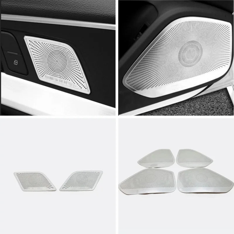 For Audi A4/A5/S4 2017-2022 Interior Accessories Stainless Steel Door Speaker Audio Loudspeaker Cover Trim Car Styling