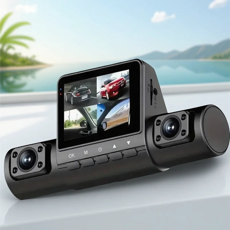 4 Lens Dash Cam 1080P Full HD Wide Angle Loop Recording IPS Screen Car DVR with Button Control Laptop Support