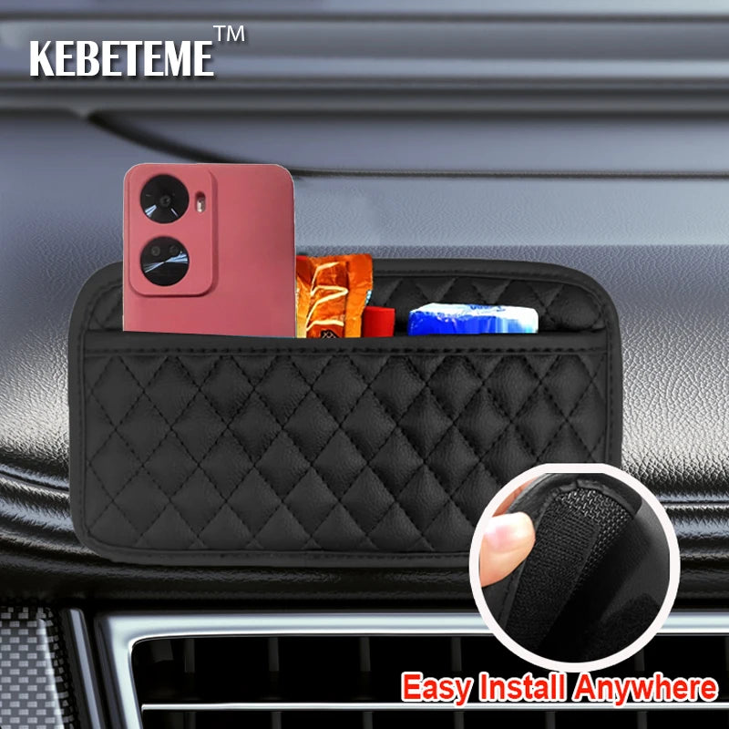 Car Adhesive Organizers Pocket Bags Car Storage Box Collecting Bag For Cards Phone Key Sticky Pouch Car Interior Universal