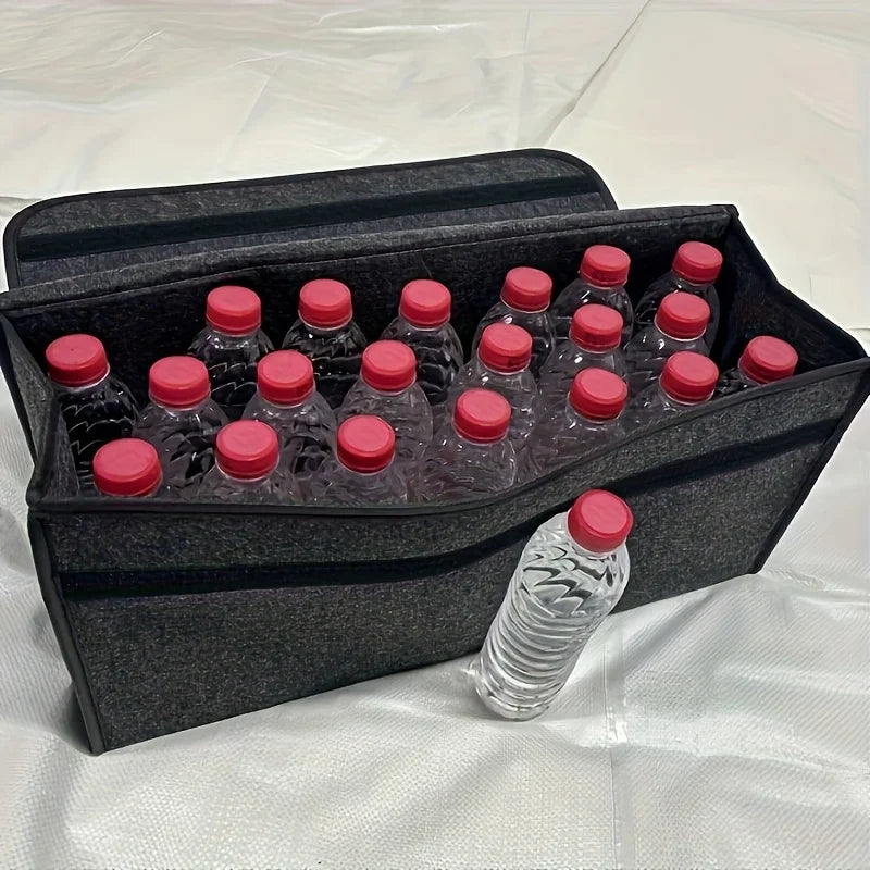 1 Car Trunk Organizer Box,Foldable Storage Bag with Compartments For SUVs,Sedans,Trucks-Durable Fabric Car Interior Accessories