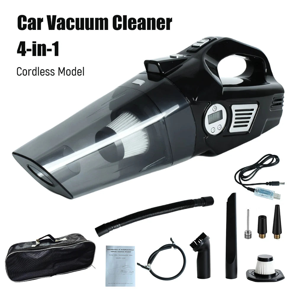 Wireless/Wired Car Vacuum Cleaner Car Tire Inflator Strong Suction Handheld Home Car Vacuum Cleaner Multi-functional with Light