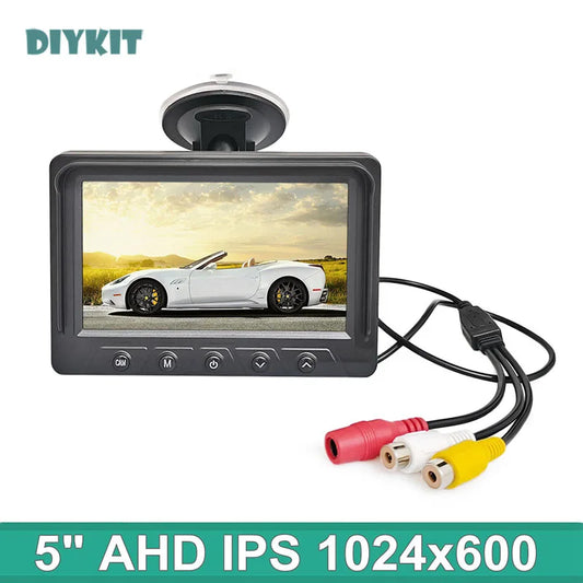 DIYKIT 1024x600 5Inch AHD IPS Car Rear View Monitor Digital Screen Display Support VCD DVD GPS Camera with 2 Video Inputs
