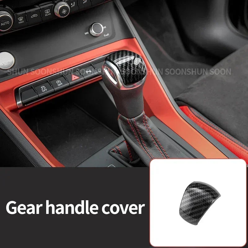 Car Interior for Audi Q3 F3 2019 2020 2021 2022 2023 Carbon Fiber Pattern Center Console Panel Decoration Accessories