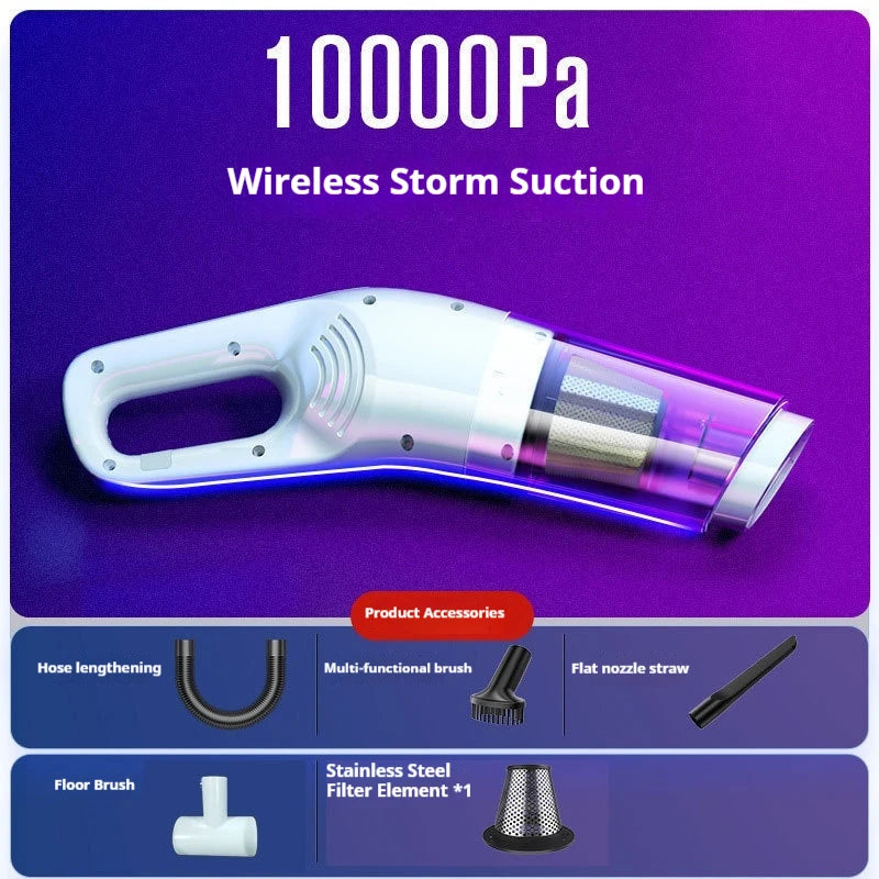 Handheld Car Vacuum Cleaner Wireless Powerful Suction Water Absorbing Long Battery Life Car And Home Dual Use For Auto Interiors