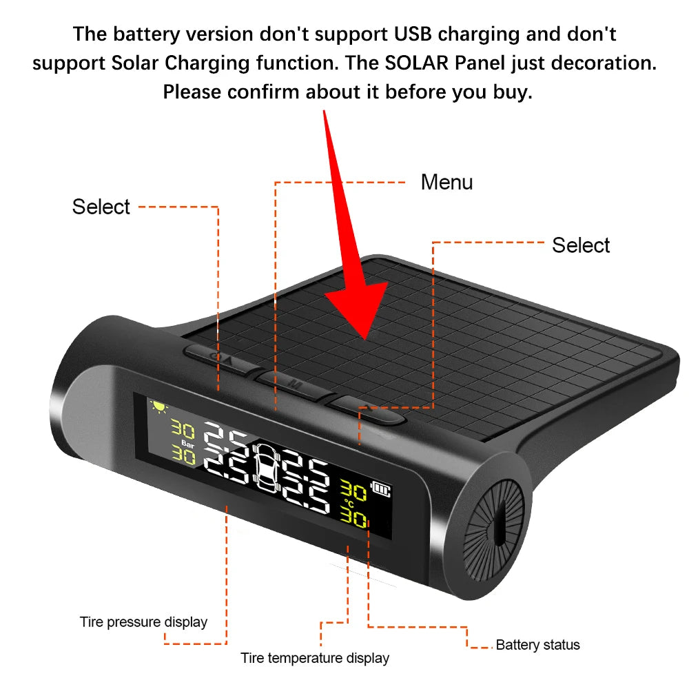 Digital LCD Display Auto Security Alarm Systems Tyre Pressure Monitoring System with 4 External Sensors Car TPMS Universal