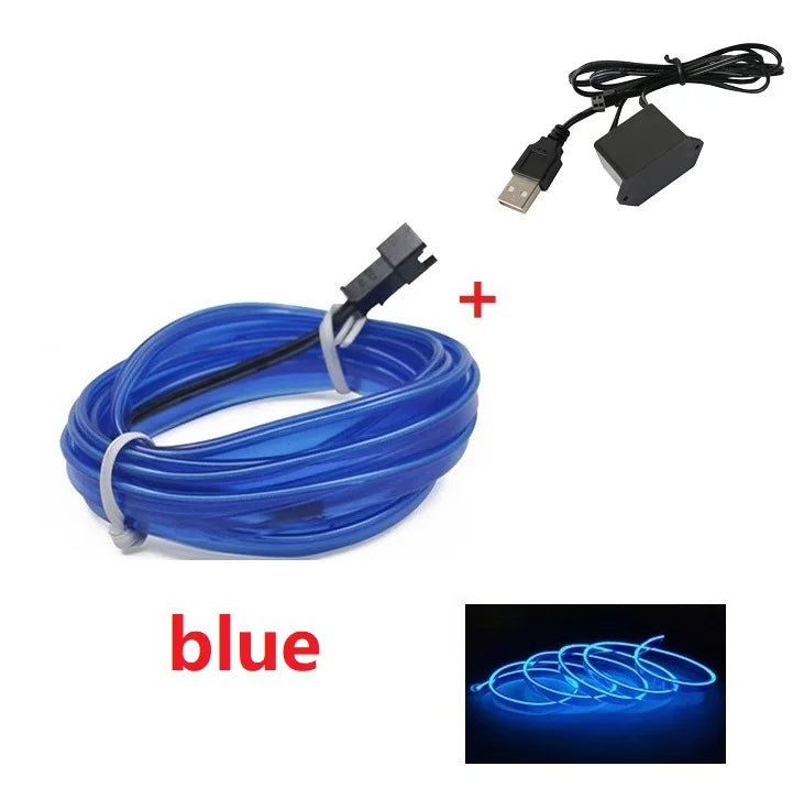 LED Car Interior Decoration Light EL Wiring Neon Strip For Auto DIY Flexible Ambient Light with USB Drive Ambient Lamp