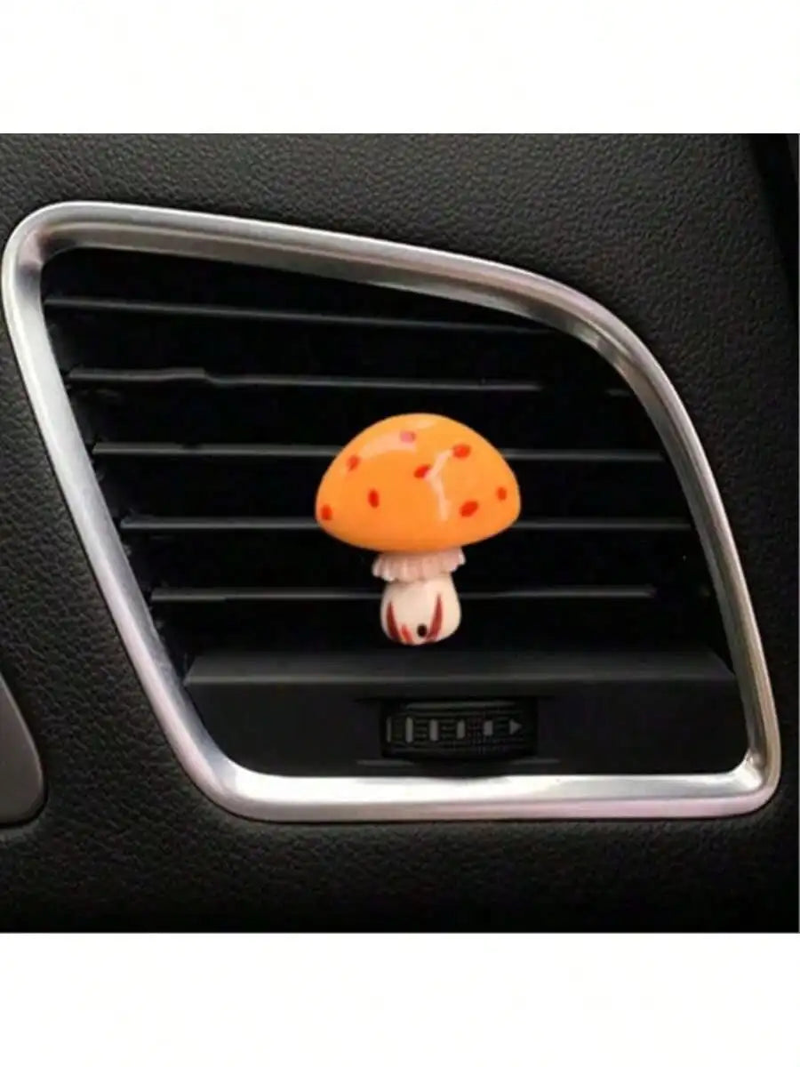 4pcs Car Interior Accessories With Cute Mushroom Decorations On The Air Vents Add Vitality To The Car Interior