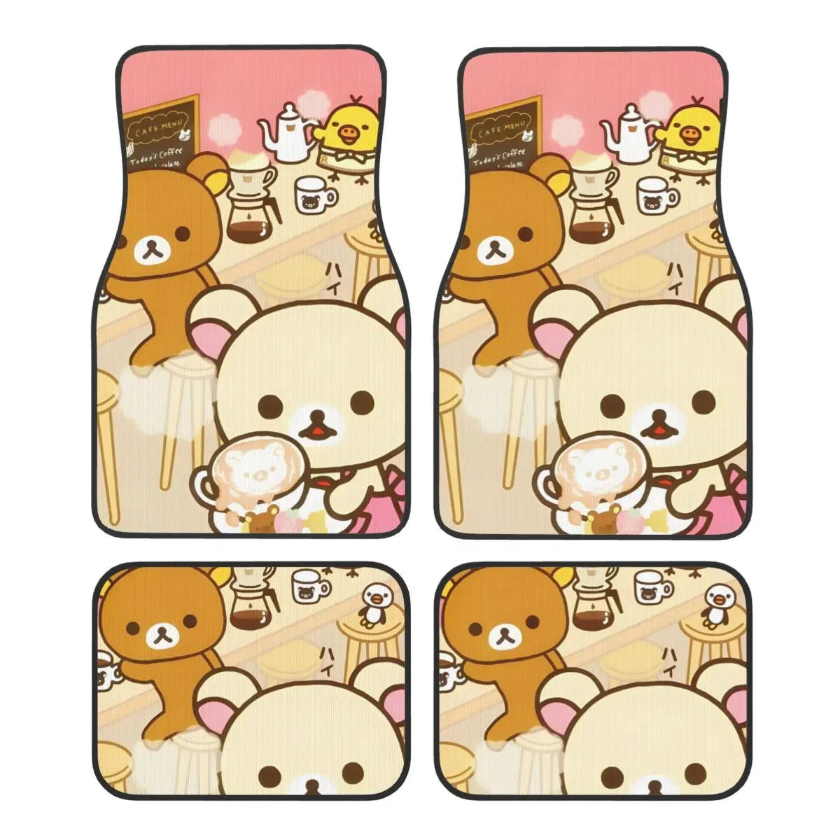 Rilakkuma Car Floor Mats Carpet Set of 4 Anti-Slip Universal Automotive Floor Mat Fit for Mid Trucks