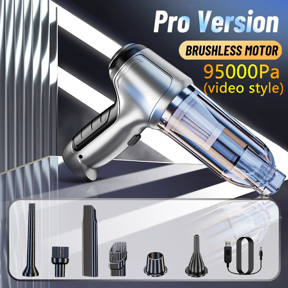 95000Pa Wireless Car Vacuum Cleaner Strong Suction Handheld Auto Vacuum Home & Car Dual Use Mini Vacuum Cleaner Home Appliance