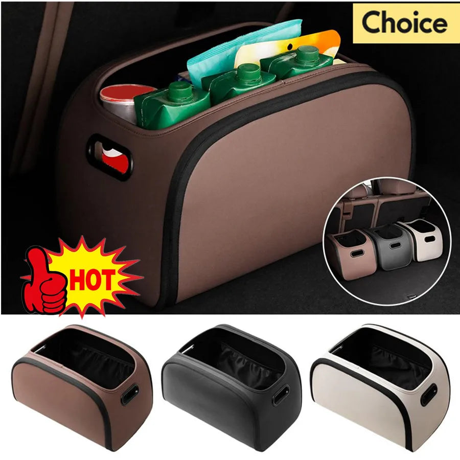 Car Trunk Organizer with Built-in Pocket for Truck SUV RV Sedan Auto Interior Grocery Cargo Travel Road Trip Storage Box Essenti