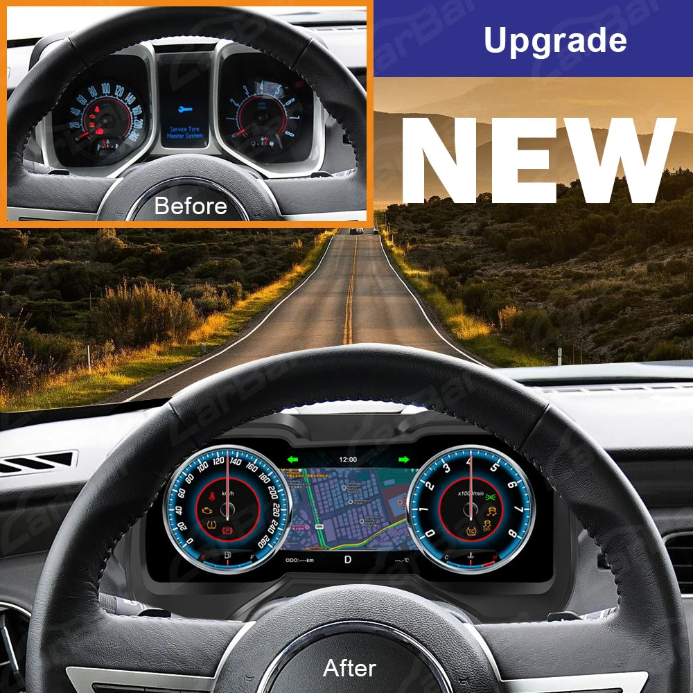 Carbar 12.3" LCD Dashboard Screen For Chevrolet Camaro 2011-2014 5th Generation Car Digital Instrument Cluster