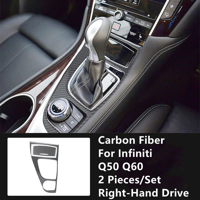 Carbon Fiber Car Interior Modification Cover Trim Strips Decorative Stickers For Infiniti Q50 Q60 Car Styling Inner Accessories
