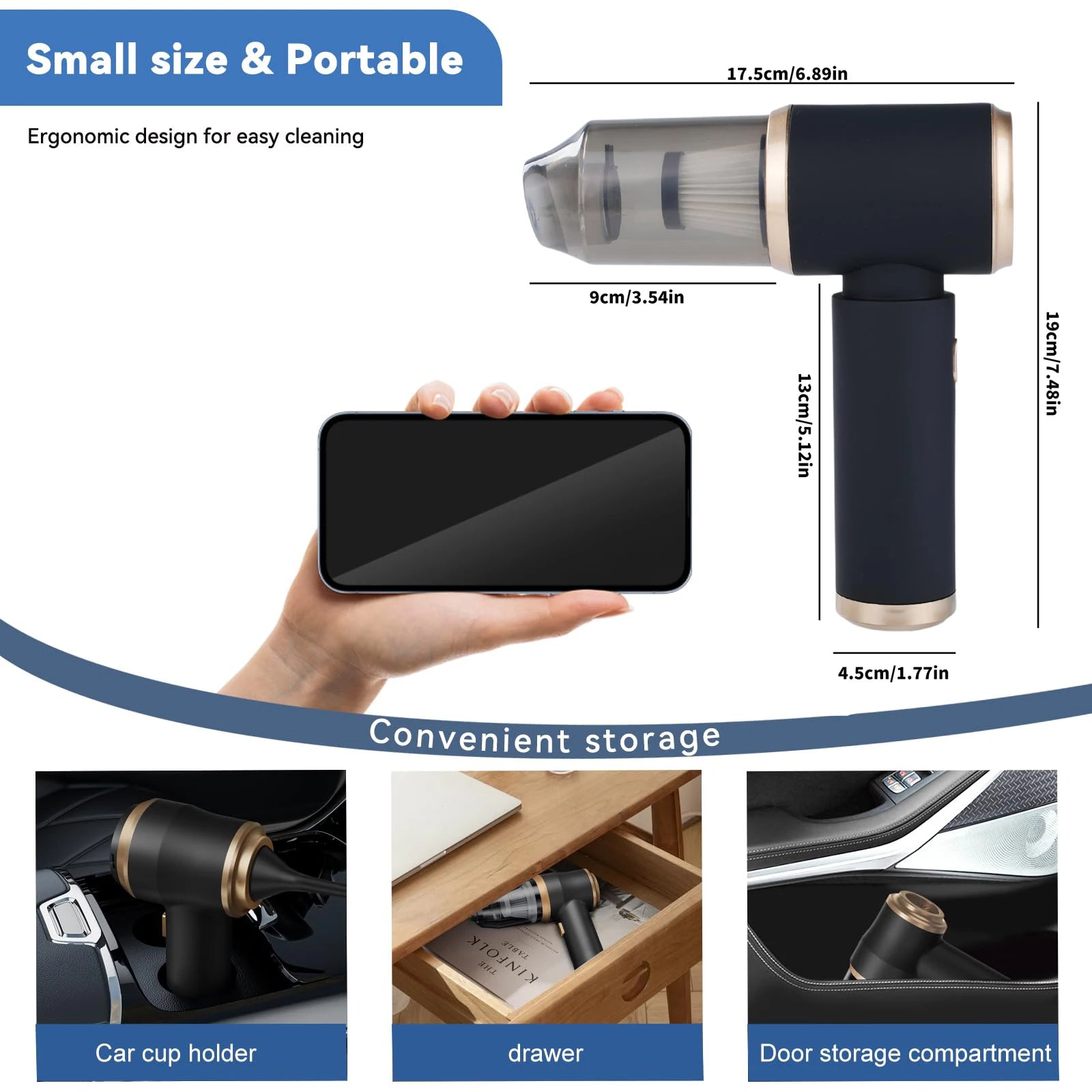 Mini Car Vacuum Cleaner Charging High Power Handheld Cordless Vacuum Cleaner and Air Duster Keyboard Duster for Home Office Pet
