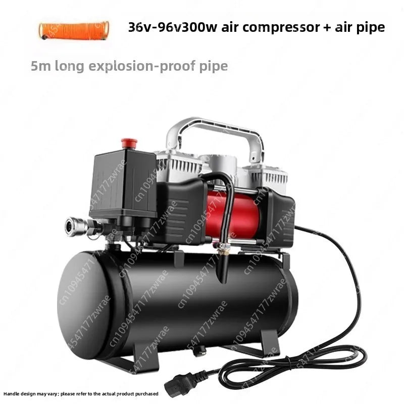 Double Cylinder High Power Electric Vehicle Air Pump 48-72V General Electric Vehicle 60 Volt Vacuum Tire Repair with Gas Tank