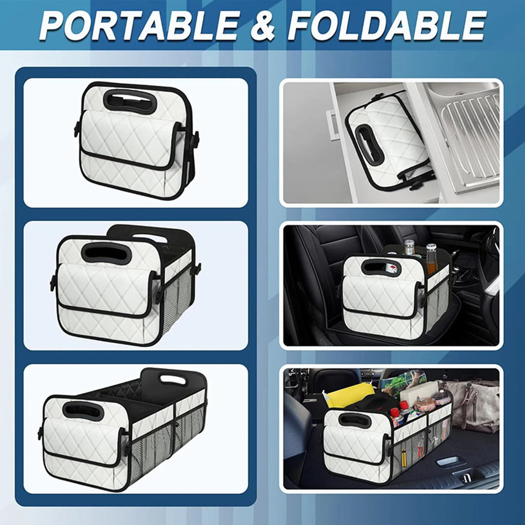 Auto Trunk Organizer with 6 Pockets - Premium Car Storage for Sedan/Truck, Durable Auto Accessories Organizer, Collapsible
