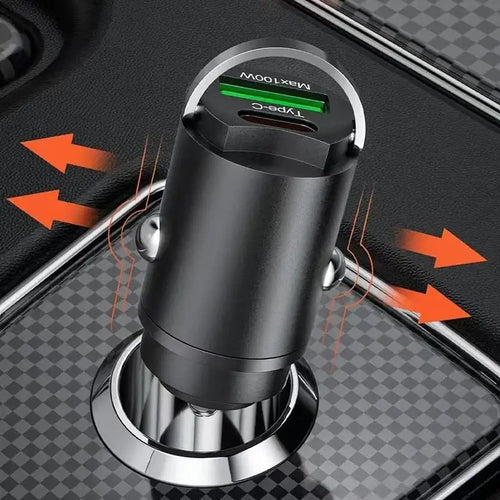 100W 12V-24V USB Mini Car Charger Type C QC3.0 PD Car Chargers Auto Fast Charging Phone Charger Adapter For iPhone Huawei Xiaomi