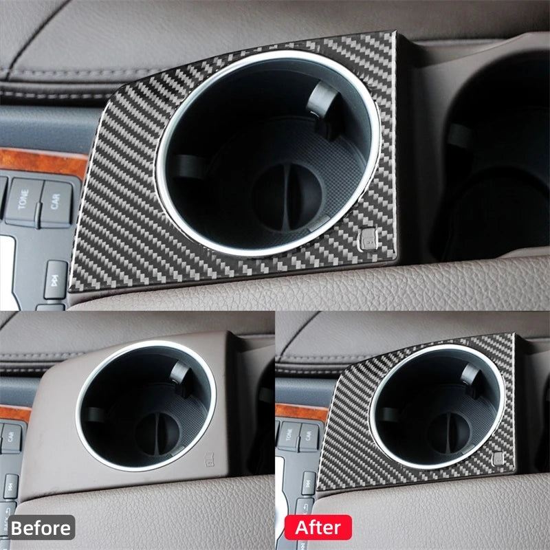 Reposabrazos central de fibra de carbono para Audi Q7 2007-2015, decoración para portavasos, pegatina, marco embellecedor