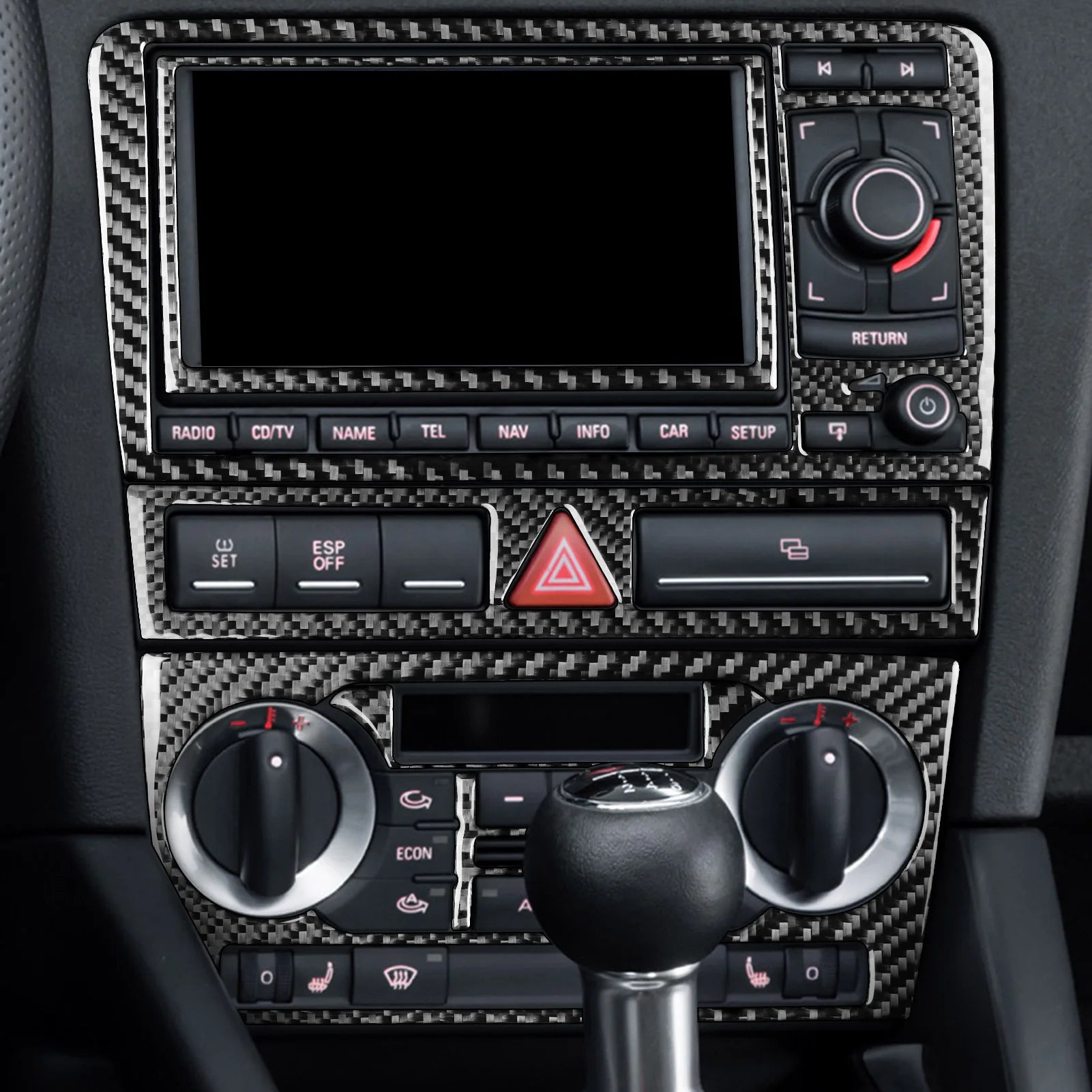 For Audi A3 S3 8P 2006 2007 Car Accessories Carbon Fiber Central AC Radio CD Navigation Panel Set Trim Cover Interior Sticker